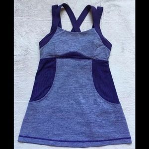 Lululemon CHATURANGA Tank Top, Size 4, Concord Grape Purple, Back Zip Pocket EUC